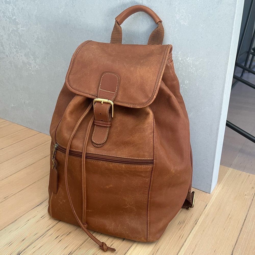 Vintage Coach Natural Leather Backpack